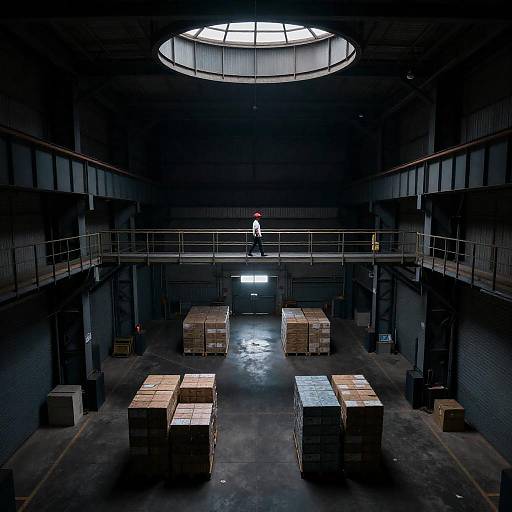 Aerial View of an Industrial Warehouse Scene