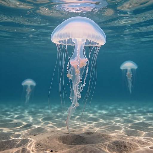 Ethereal Jellyfish Dance in Inverted Ocean