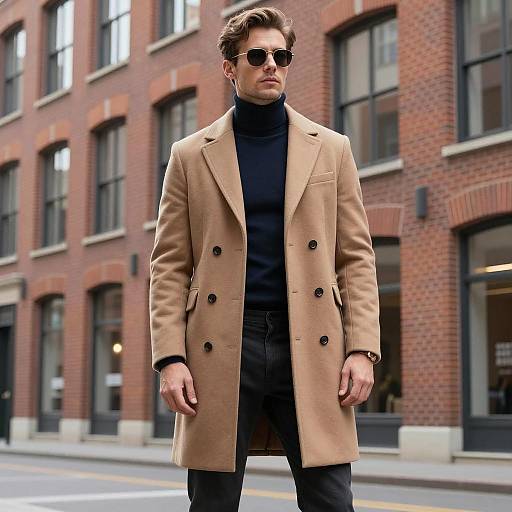Stylish Man in Classic Overcoat Pose