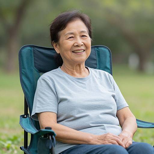 Happy Asian Senior Woman Outdoors