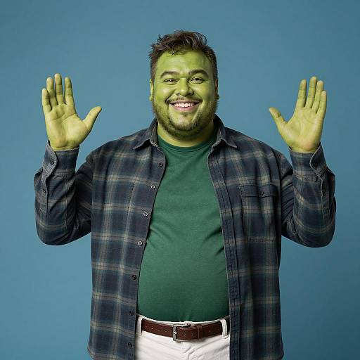 Cheerful Portrait of a Green-Skinned Man