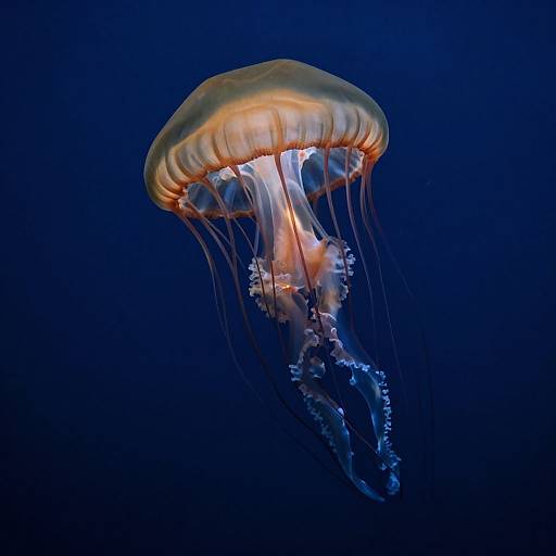 Giant Black Jellyfish in Midnight Ocean