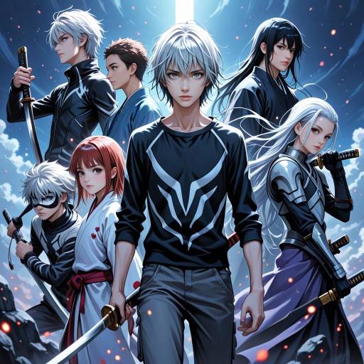 Dynamic Battle Scene with Boys and Weapons