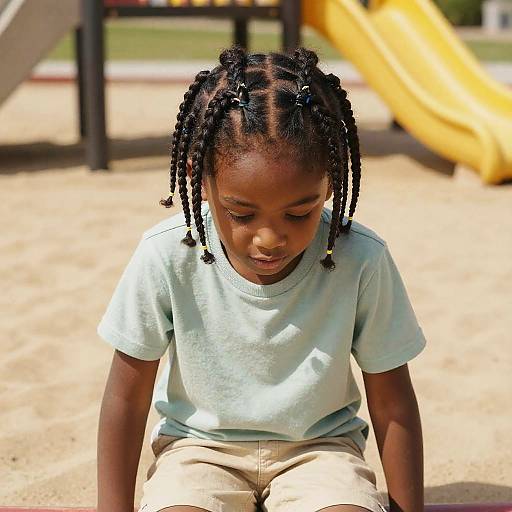 Child Boy Cornrows in Playground