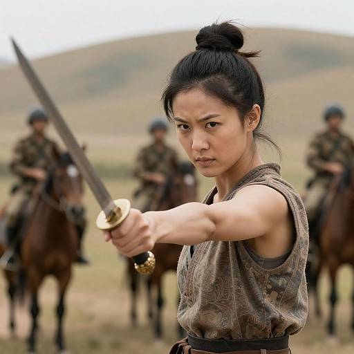 Fearless Warrior Woman with Sword