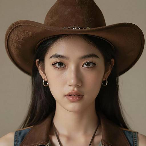 Young Woman in Cowboy Hat Portrait