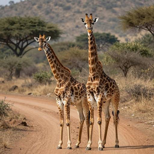 Giraffes on a Savanna Path