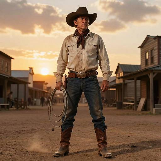 Dwarf Cowboy in Dusty Western Town