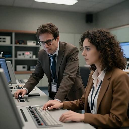 Intense Focus in a Dim Control Room