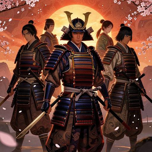 Elegant Samurai Warrior at Sunset