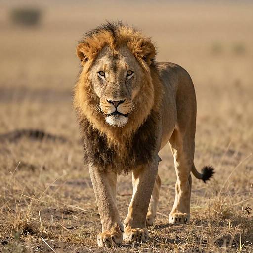 Majestic Lion in Savanna at Sunset