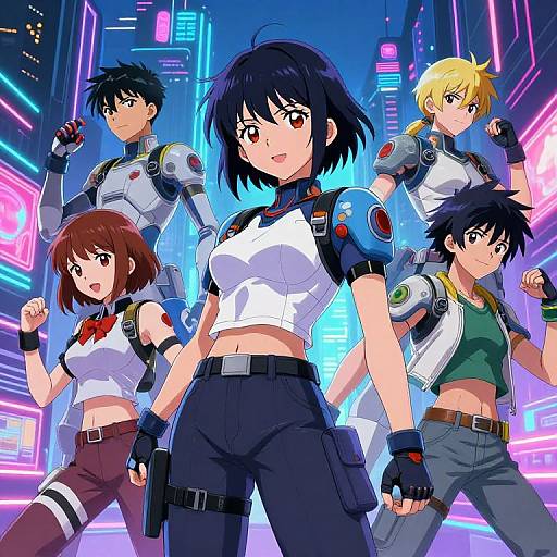 Futuristic Neon Anime Characters