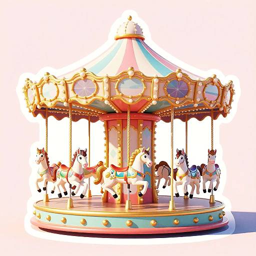 Colorful Retro Carnival Carousel Sticker