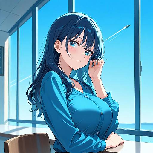 Charming Girl at Cafe Terrace