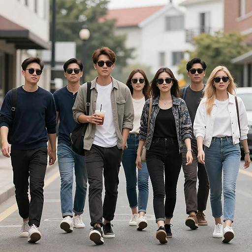 Chic Urban Stroll: Young Adults in Style