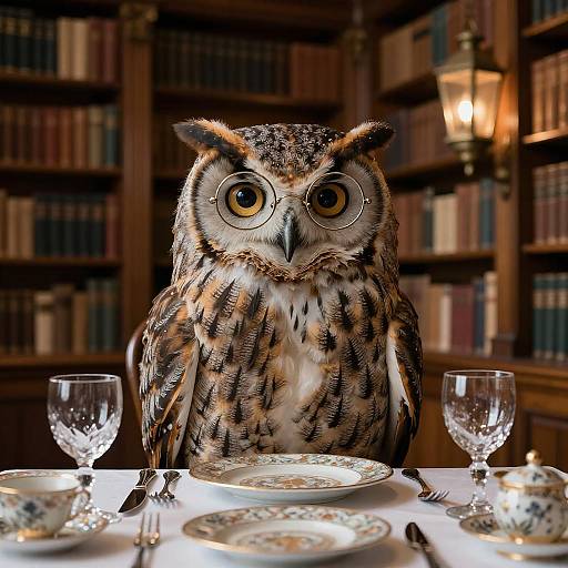 Wise Owl Dining in a Historic Library