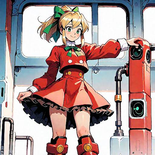 Anime Android Girl in Frilled Dress