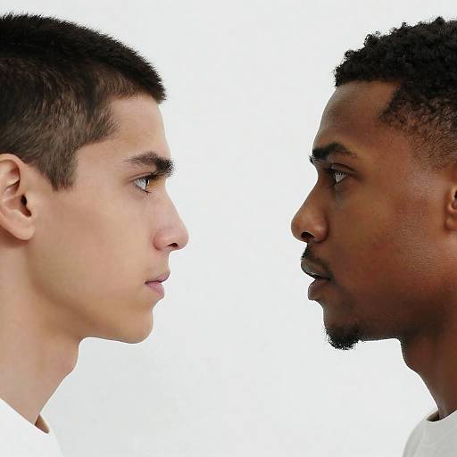 Intense Portrait of Two Men Facing Off