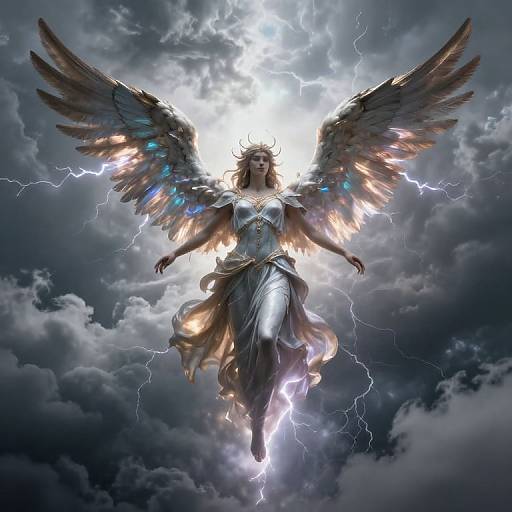 Angelic Descent Amid Stormy Skies