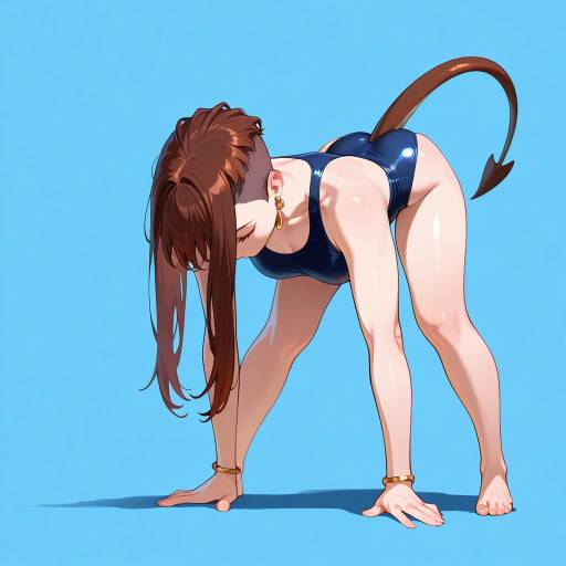 Stout Woman in Swimsuit Against Blue Stout Woman in Swimsuit Against Blue