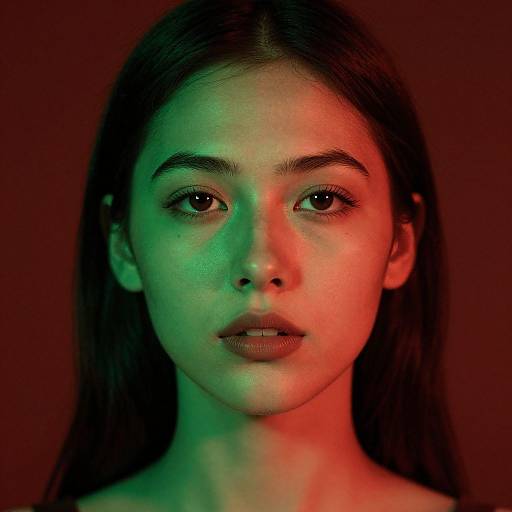 Surreal Split-Hue Woman's Portrait