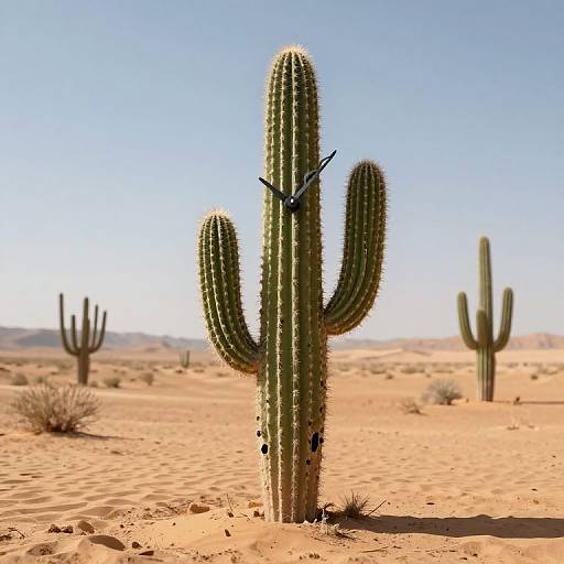 Surreal Melting Cactus Clock