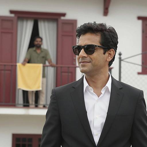 Stylish Man on Balcony Scene