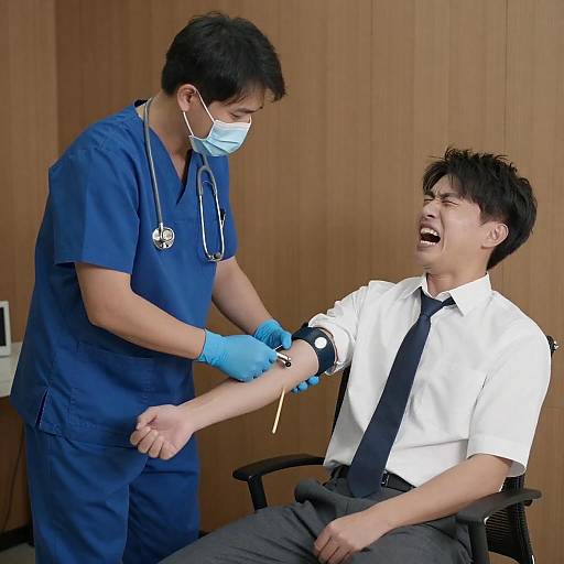 Intense Medical Emergency In Wooden Room