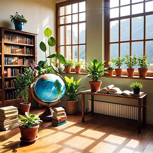 Sunlit Indoor Still Life with Plants