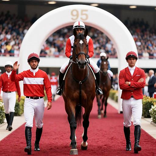 Vibrant Horse Parade Scene in Stadium