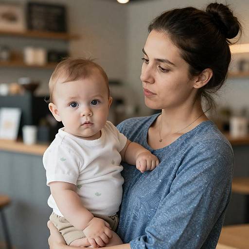 Candid Café Moment: Woman and Baby