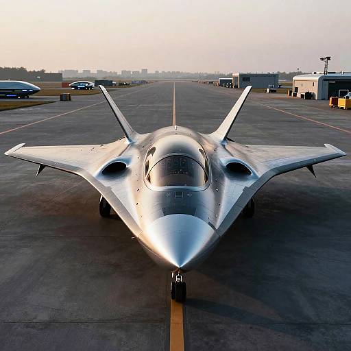 Futuristic Supersonic Aircraft in Dusk Skyscape
