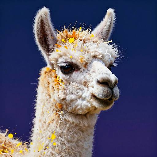 Portrait of a Llama with Yellow and Orange Splatter