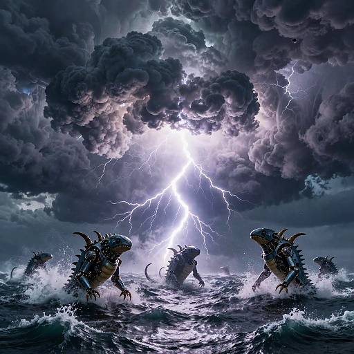 Epic Storm with Mechanical Sea Creatures