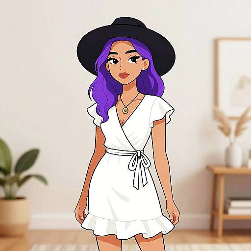 Bohemian Chic Woman in Wrap Dress