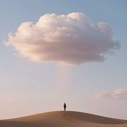Solitary Figure Beneath Ethereal Cloud