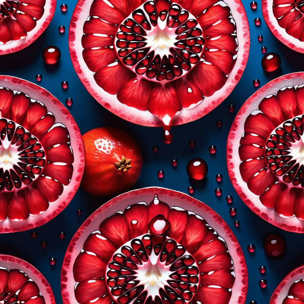 Maximalist Close-Up of Sliced Pomegranate