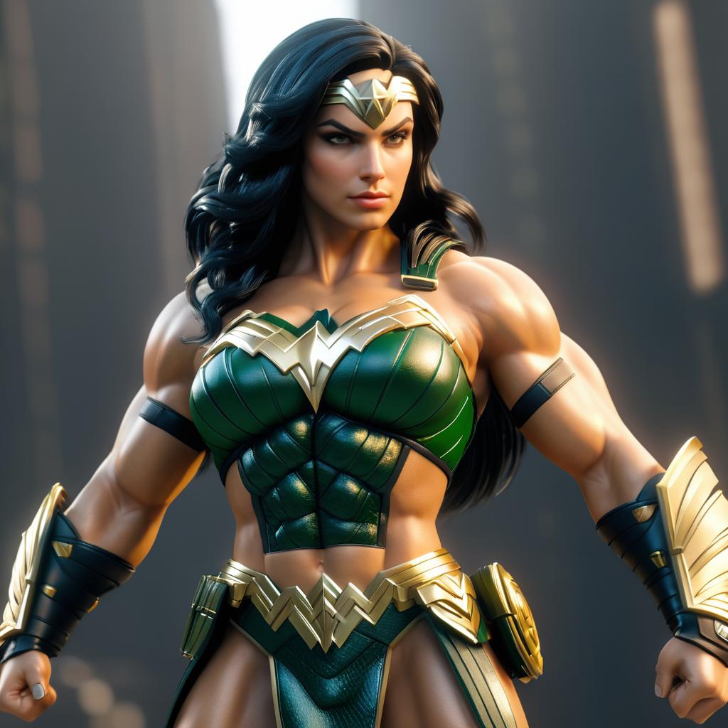 Fierce Amazon Wonder Woman in Combat Gear