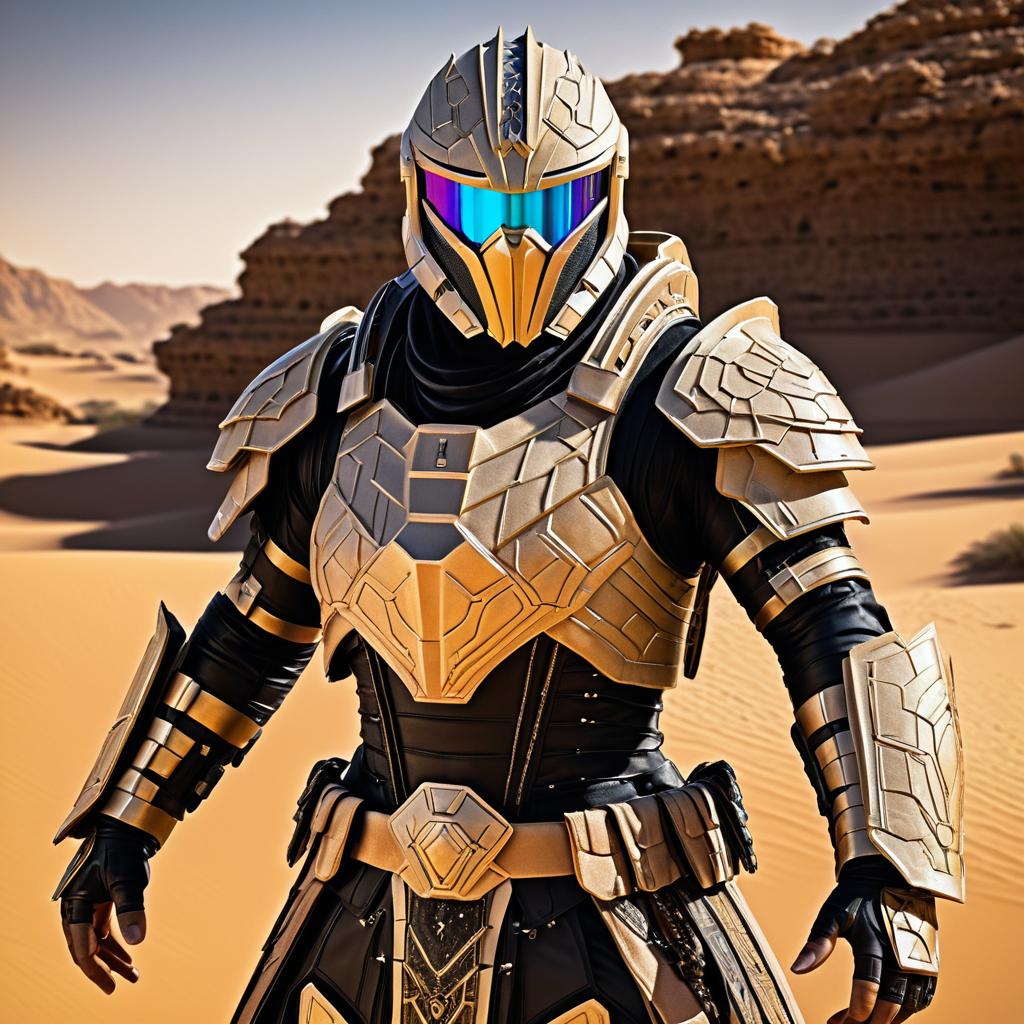 Ultra-Realistic Desert Warrior in Cyberpunk