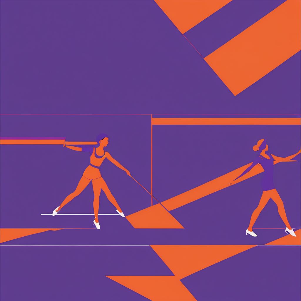 Minimalist Dance Scene with Vibrant Colors