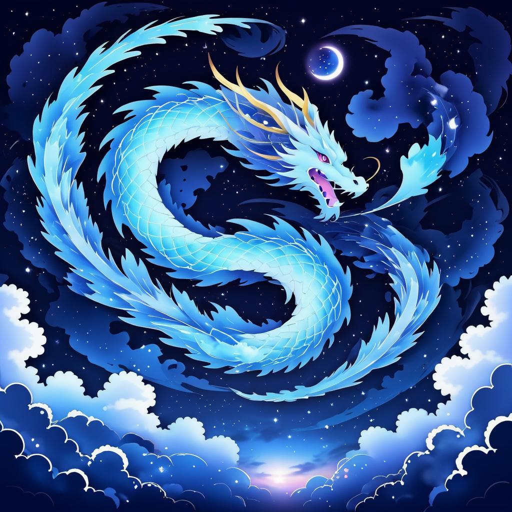 Cloud Dragon in a Starry Night Sky