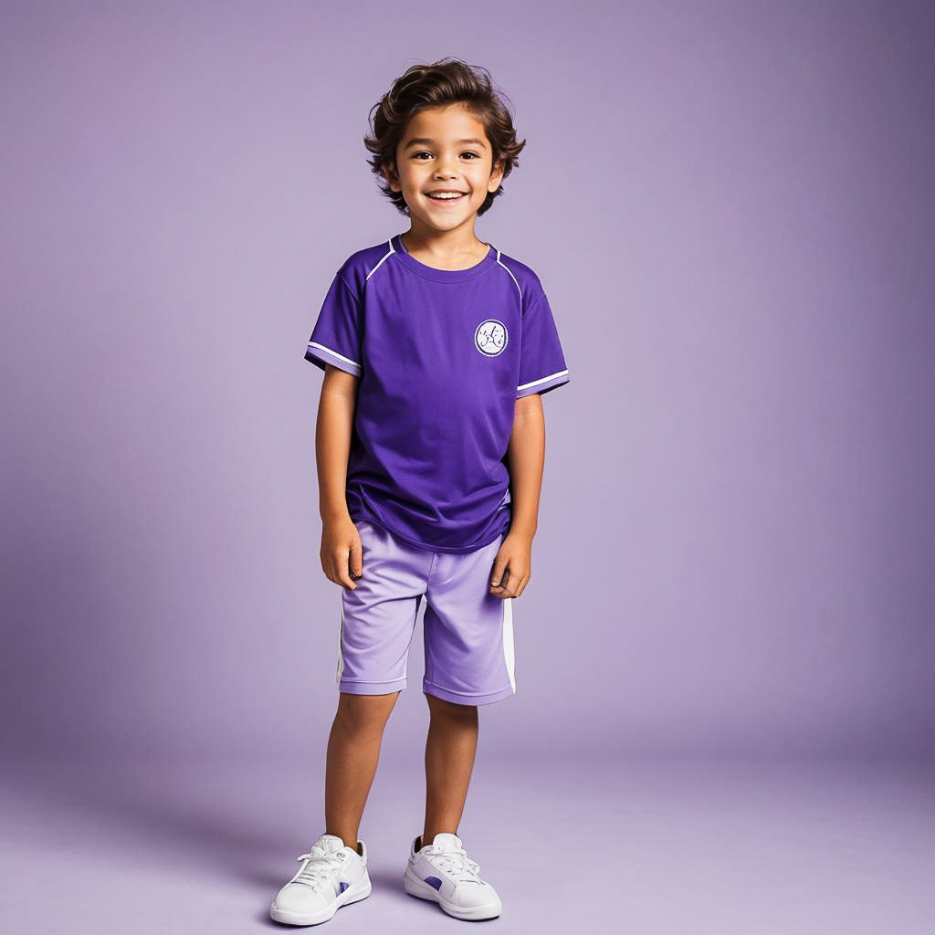 Excited Young Boy in Sporty Outfit