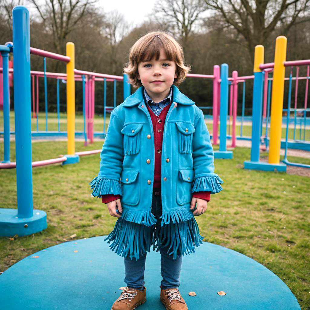 Young Boy in Vibrant Playground Outfit