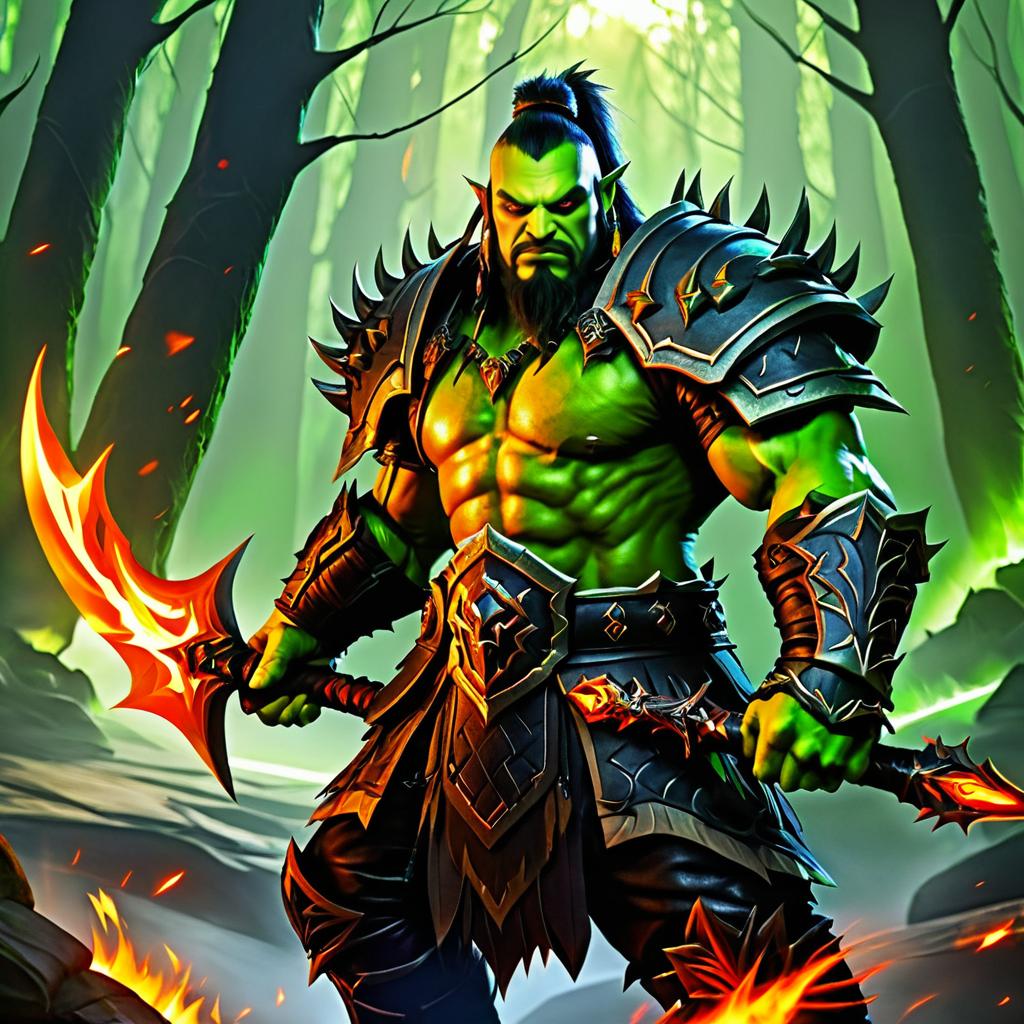 Epic Orc Blade Master in Fiery Battleground