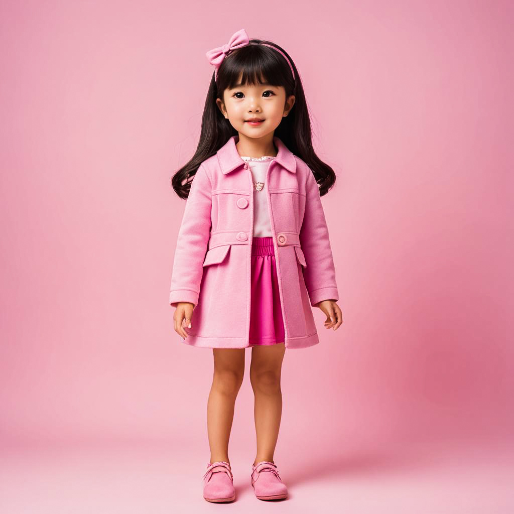 Cheerful Girl in Barbie Pink Outfit