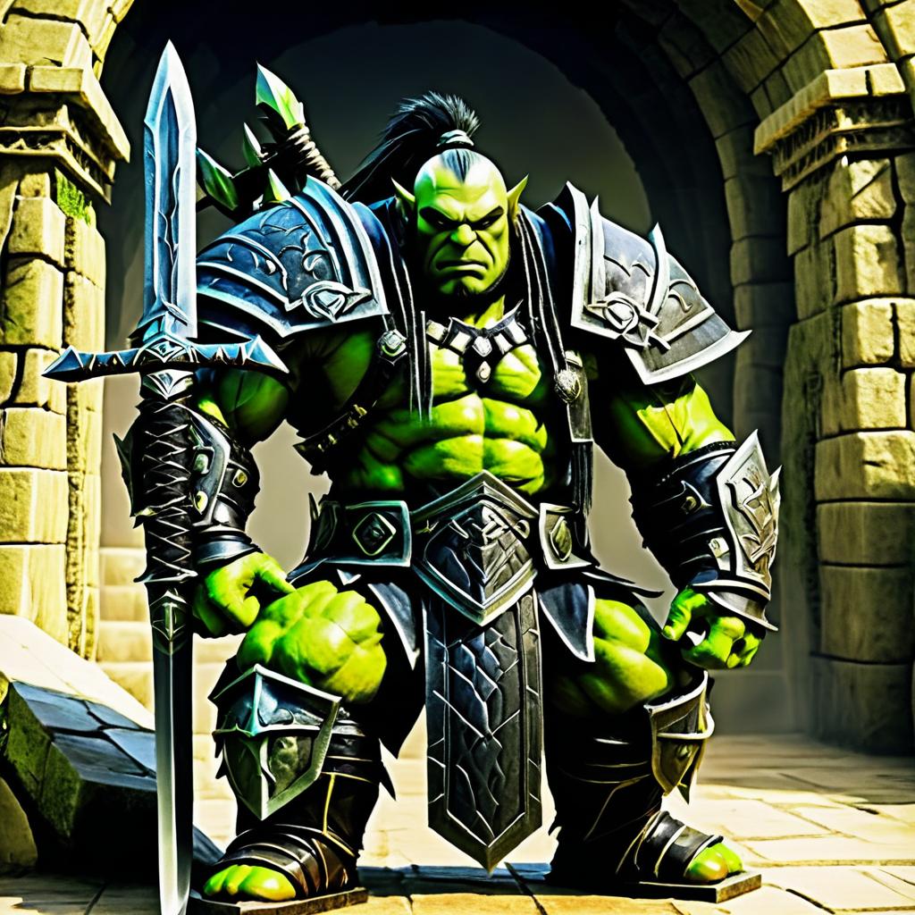 Warcraft-Inspired Orc Blade Master Illustration