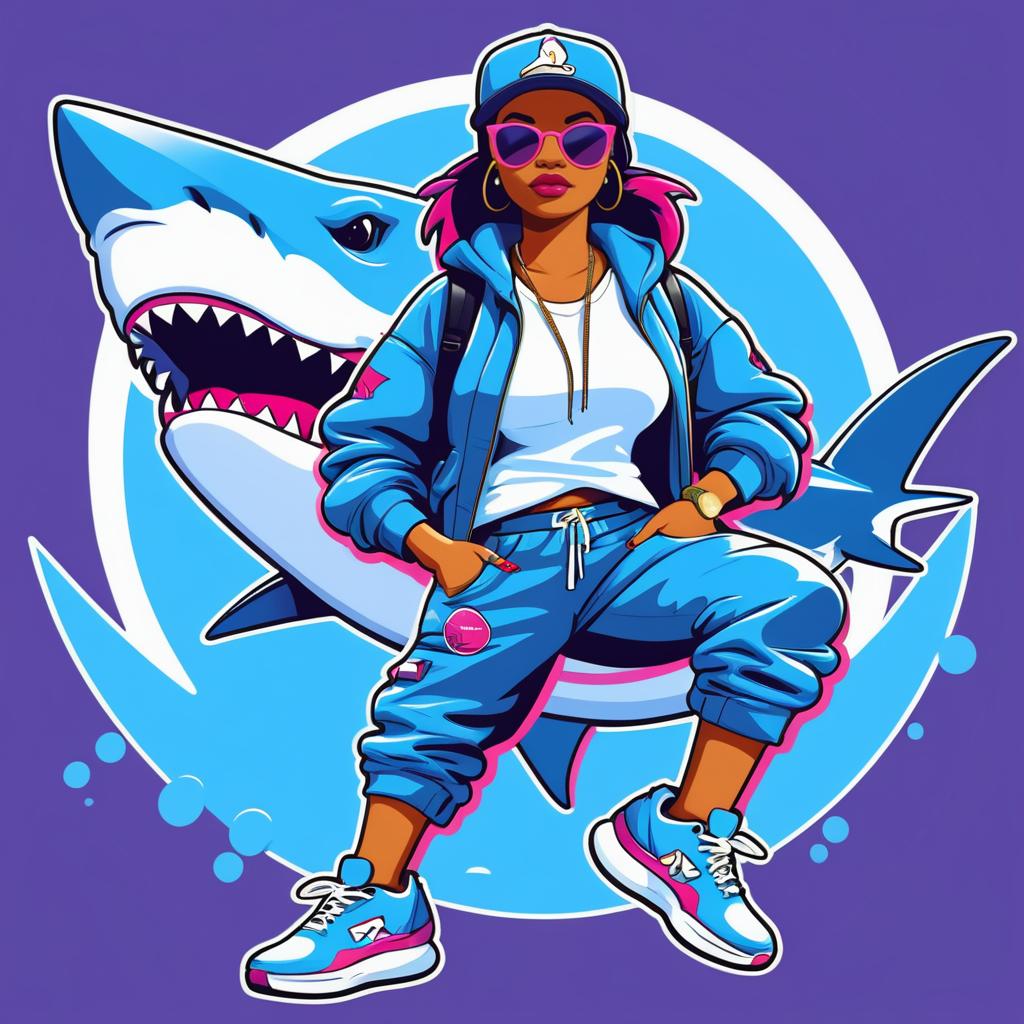 Chill Female Shark Hip-Hop Character