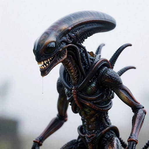 Aggressive Close-Up of a Xenomorph Creature