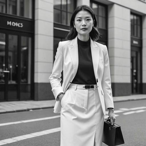 Businesswoman in Tailored Monochrome Outfit