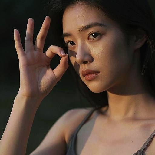 Young Asian Woman Showing OK Hand Gesture